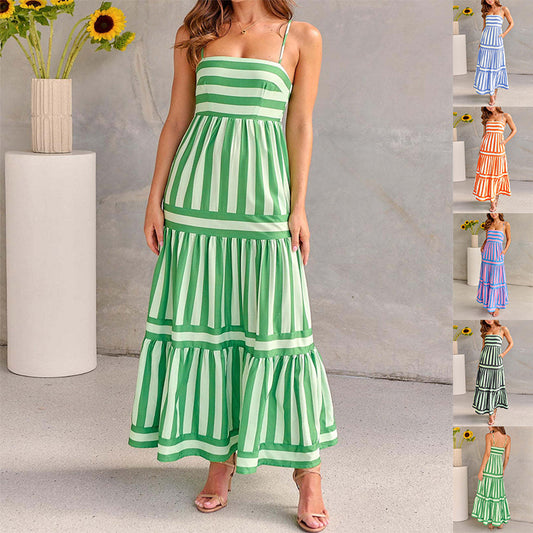 Striped Floral Maxi Dress